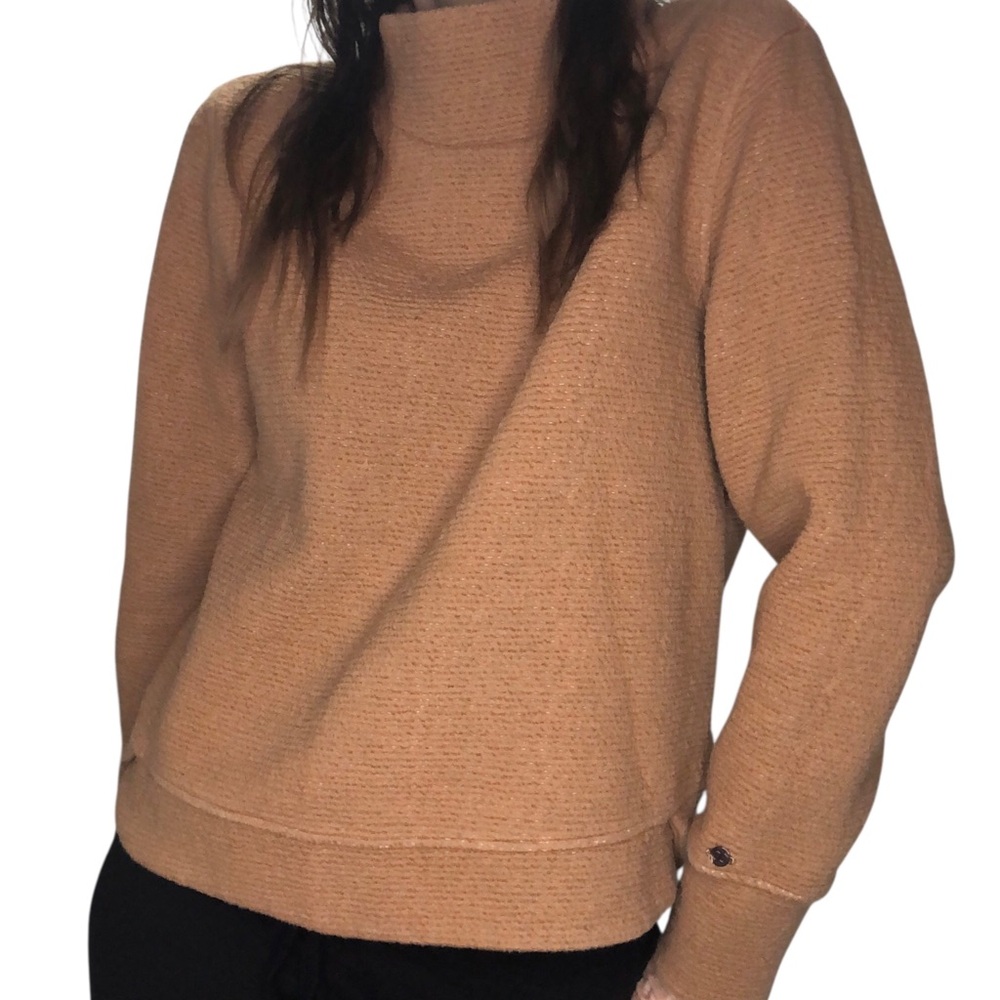 Calia Funnel Neck Pullover Sweatshirt Sweater Sz M Tan Casual Sporty Boxy Crop
